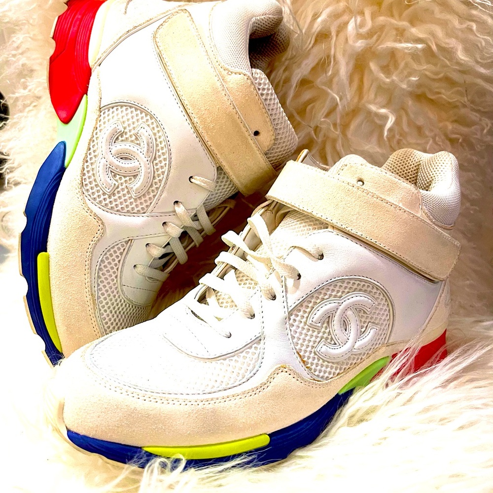 AUTHENTIC Chanel CC Logo Sport Sprint High Top Sneaker
